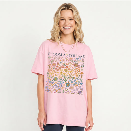 Bloom AS You Are Print Crew Neck Cotton Tee