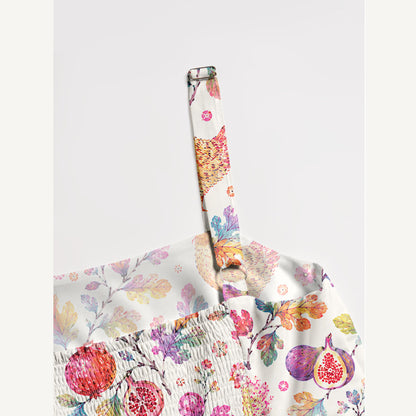 Pomegranate Hen Garden Print Wide Straps Maxi Dress With Pockets