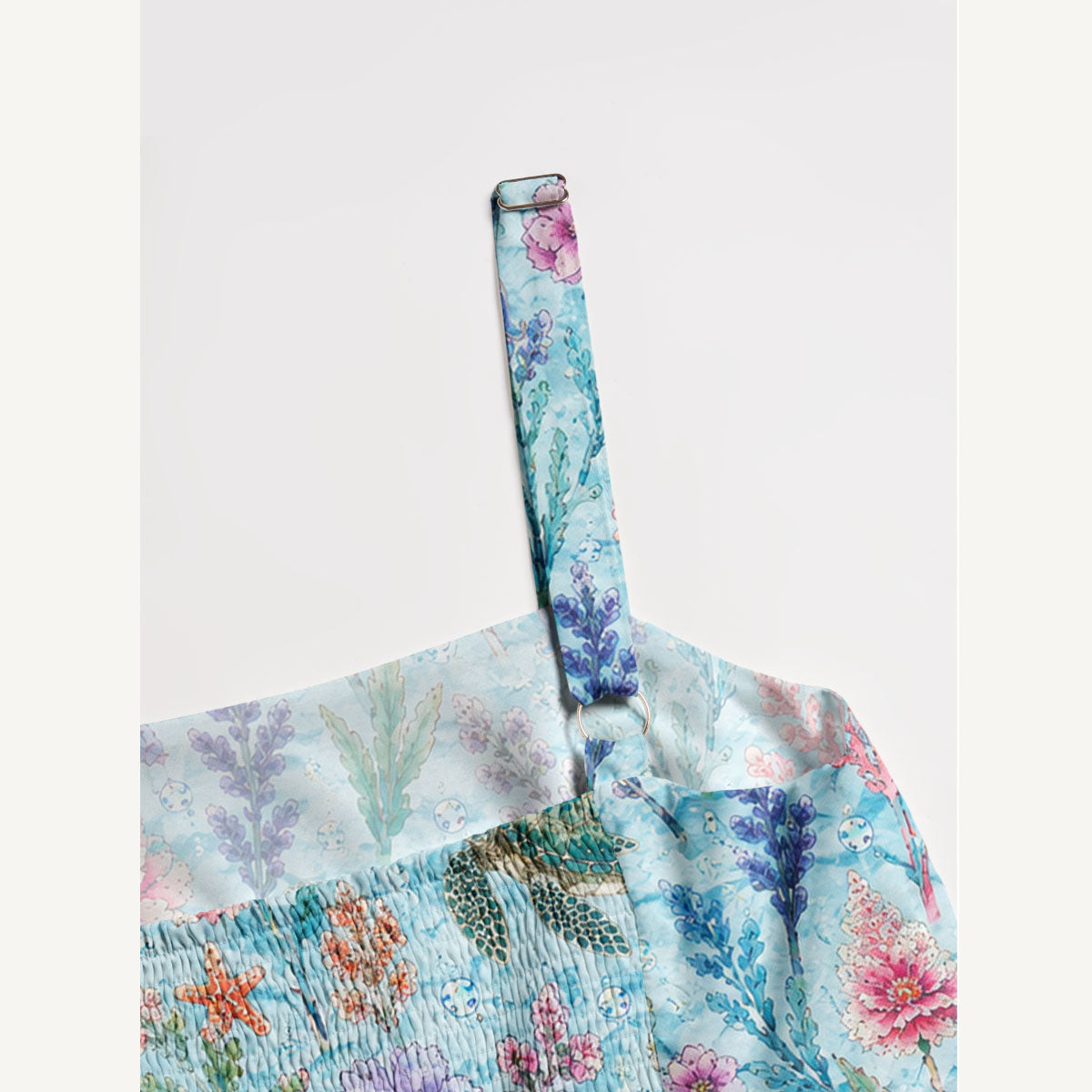 Sea Garden Print Wide Straps Maxi Dress With Pockets