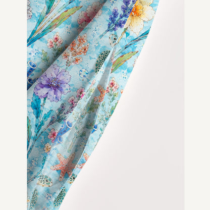 Sea Garden Print Wide Straps Maxi Dress With Pockets