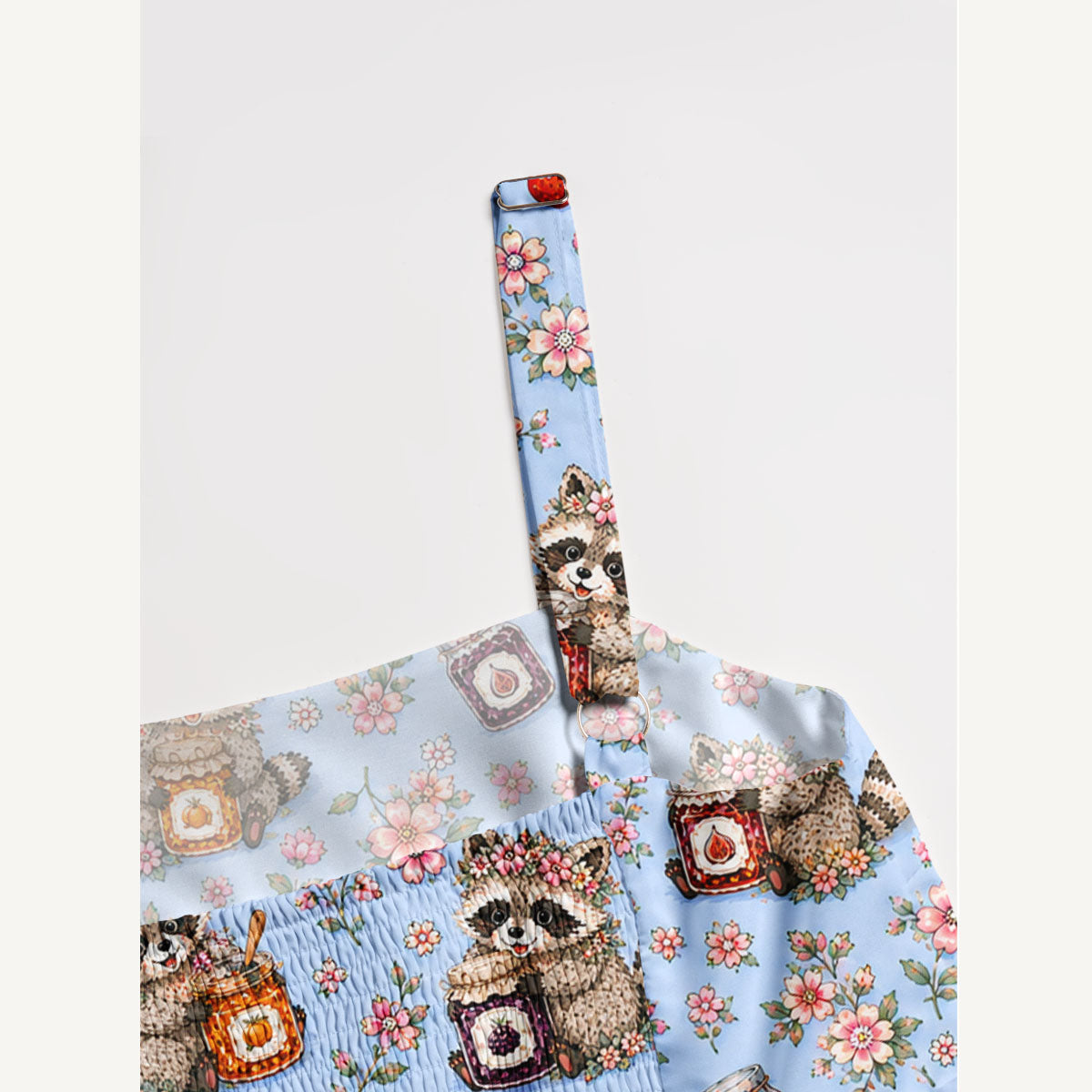 Raccoons Raspberry Jam Print Wide Straps Maxi Dress With Pockets