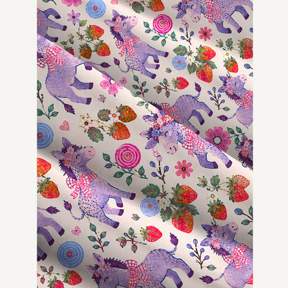 Strawberry Blossom Donkeys Print Wide Straps Maxi Dress With Pockets