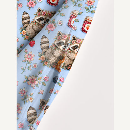 Raccoons Raspberry Jam Print Wide Straps Maxi Dress With Pockets