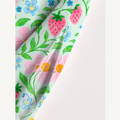 Strawberry Daisy Dream Print Wide Straps Maxi Dress With Pockets