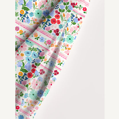 Summer Bloom Border Stripe Print Wide Straps Maxi Dress With Pockets