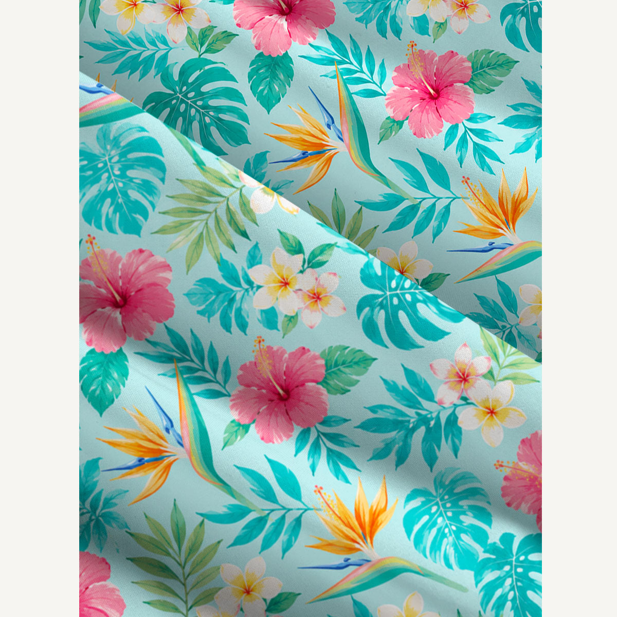 Tropical Paradise Toss Print Wide Straps Maxi Dress With Pockets