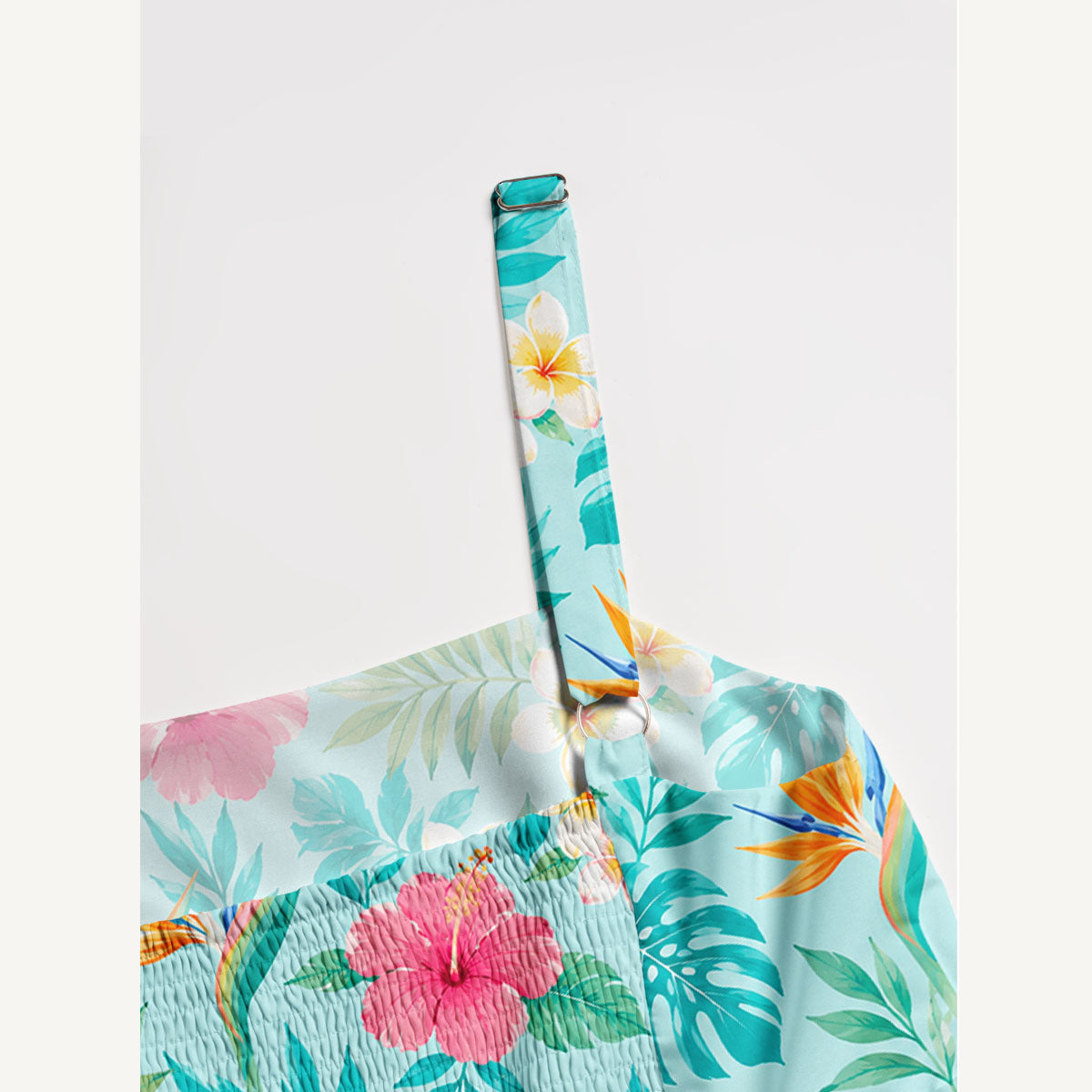 Tropical Paradise Toss Print Wide Straps Maxi Dress With Pockets