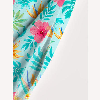 Tropical Paradise Toss Print Wide Straps Maxi Dress With Pockets