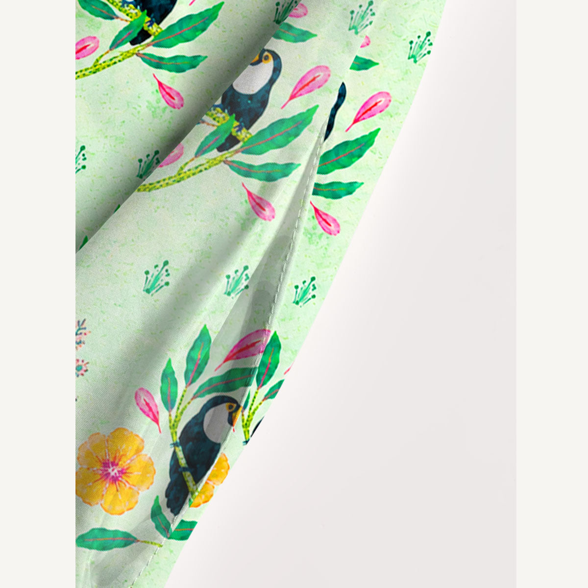 Tropical Toucan Garden Print Wide Straps Maxi Dress With Pockets
