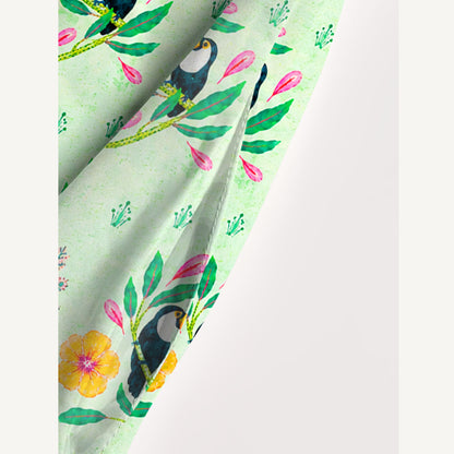 Tropical Toucan Garden Print Wide Straps Maxi Dress With Pockets