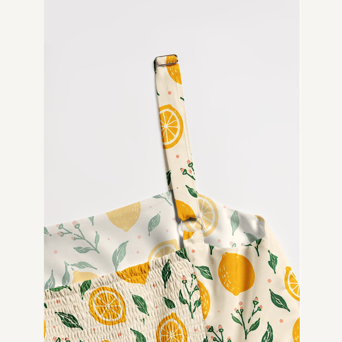 Vintage Lemon Orchard Print Wide Straps Maxi Dress With Pockets