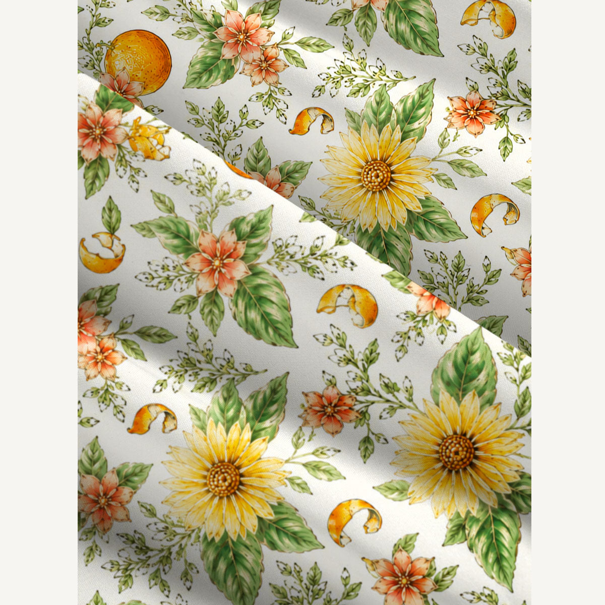 Vintage Orange Floral Pattern Print Wide Straps Maxi Dress With Pockets