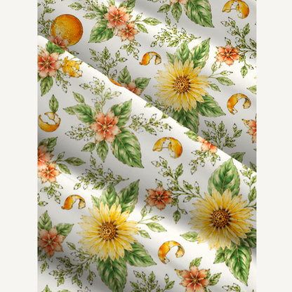 Vintage Orange Floral Pattern Print Wide Straps Maxi Dress With Pockets