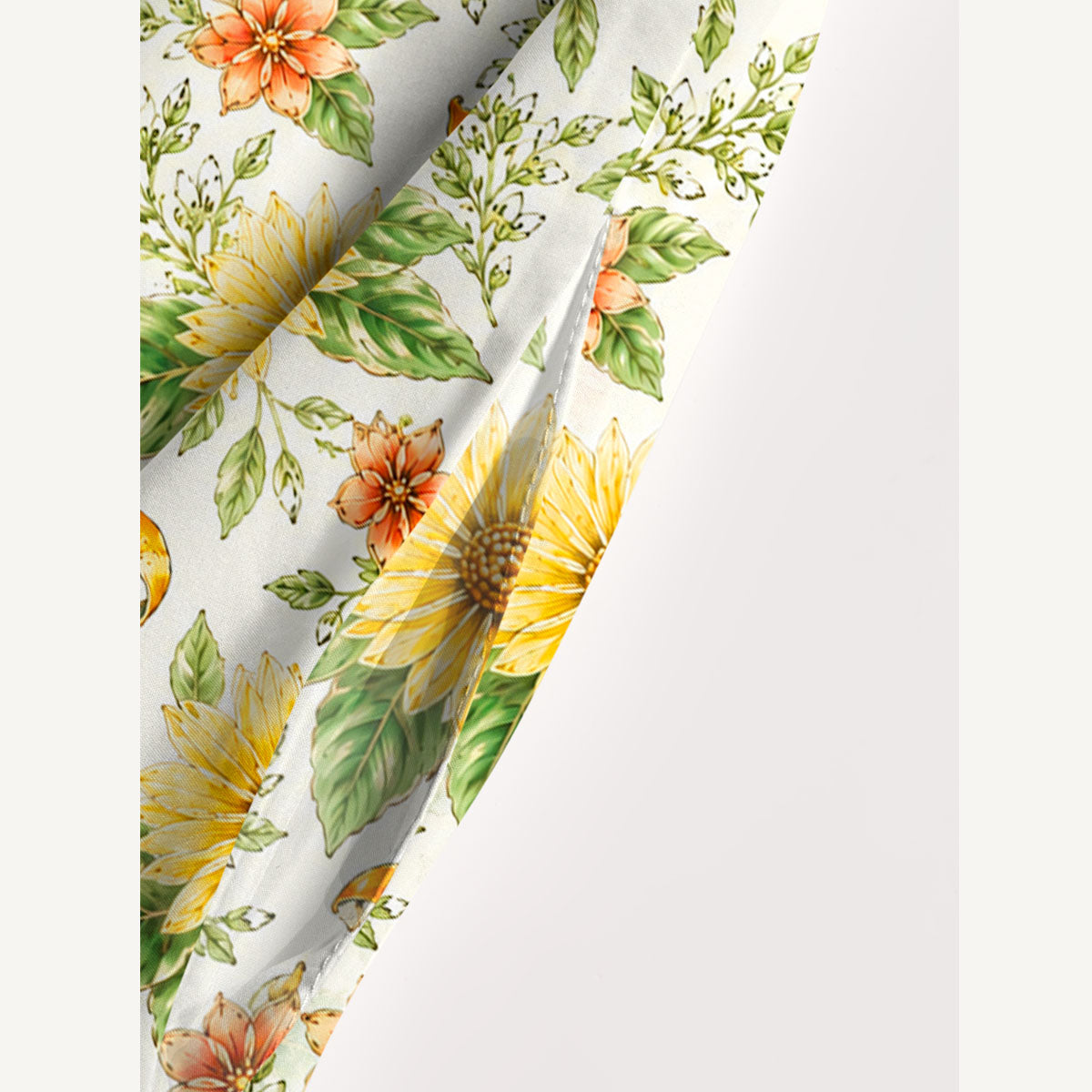Vintage Orange Floral Pattern Print Wide Straps Maxi Dress With Pockets
