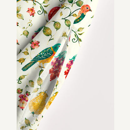 Vintage Orchard Birds Print Wide Straps Maxi Dress With Pockets