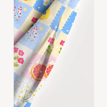 Watercolor Fruit Blossom Print Wide Straps Maxi Dress With Pockets