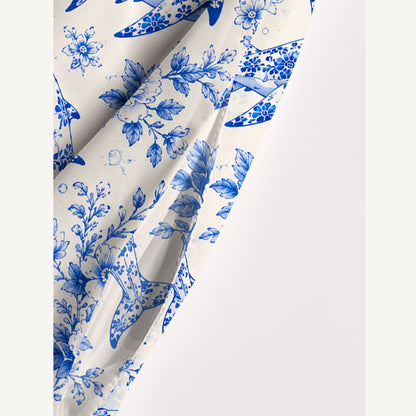 Whales of Delft Print Wide Straps Maxi Dress With Pockets
