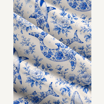 Whales of Delft Print Wide Straps Maxi Dress With Pockets