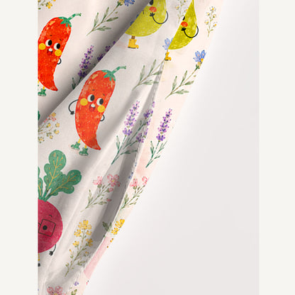 Whimsical Fruit Blossom Garden Print Wide Straps Maxi Dress With Pockets