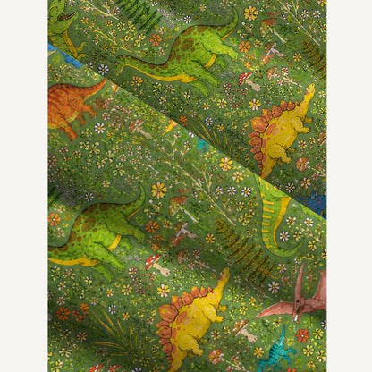 Whimsical Woodland Dinosaurs Print Wide Straps Maxi Dress With Pockets