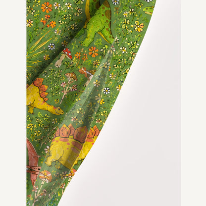 Whimsical Woodland Dinosaurs Print Wide Straps Maxi Dress With Pockets