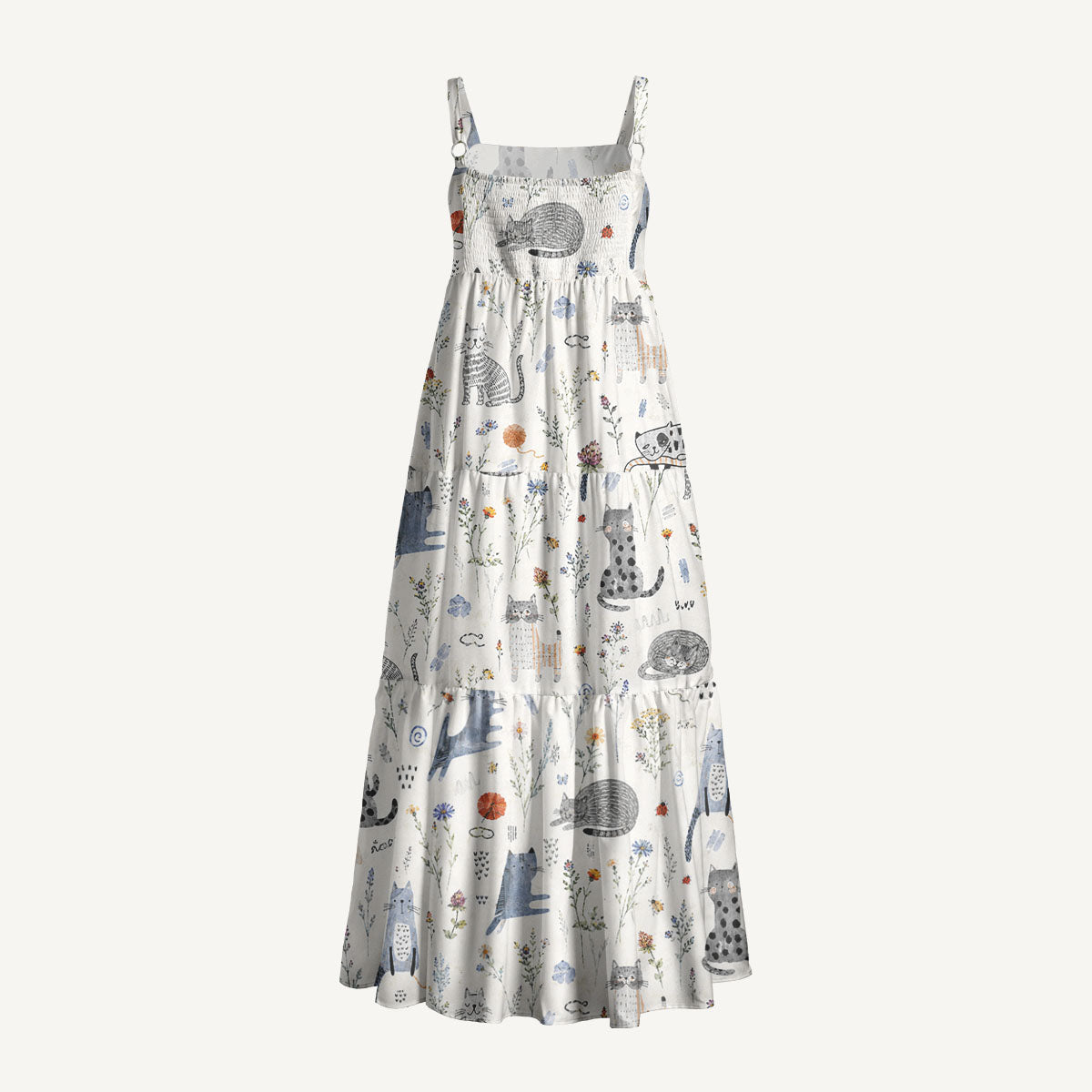 Whiskers in the Wildflowers Print Wide Straps Maxi Dress With Pockets