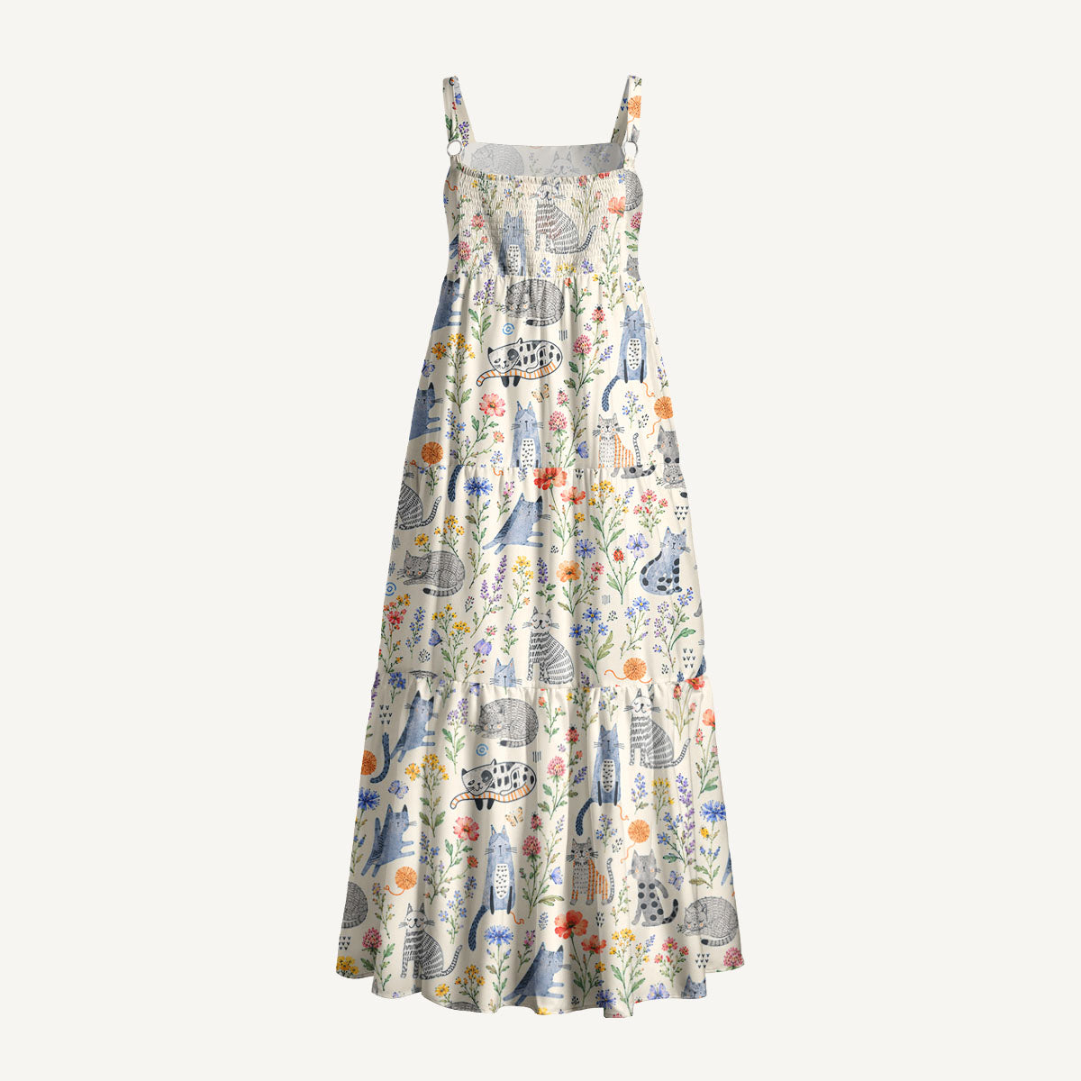 Whiskers in the Wildflowers Print Wide Straps Maxi Dress With Pockets