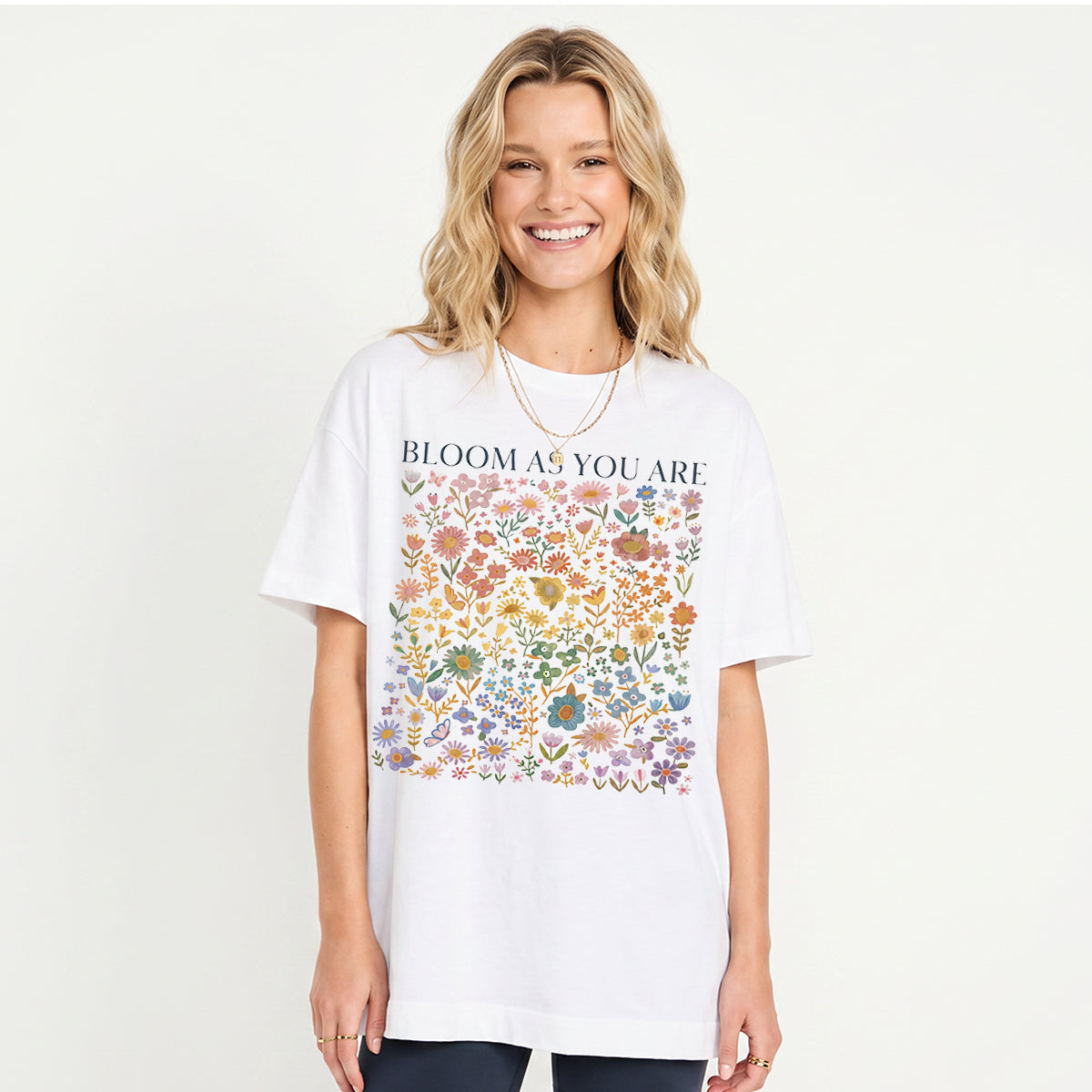 Bloom AS You Are Print Crew Neck Cotton Tee