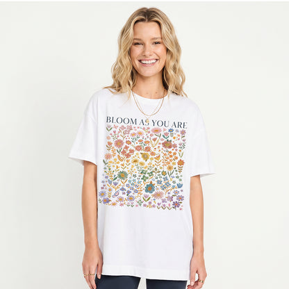 Bloom AS You Are Print Crew Neck Cotton Tee