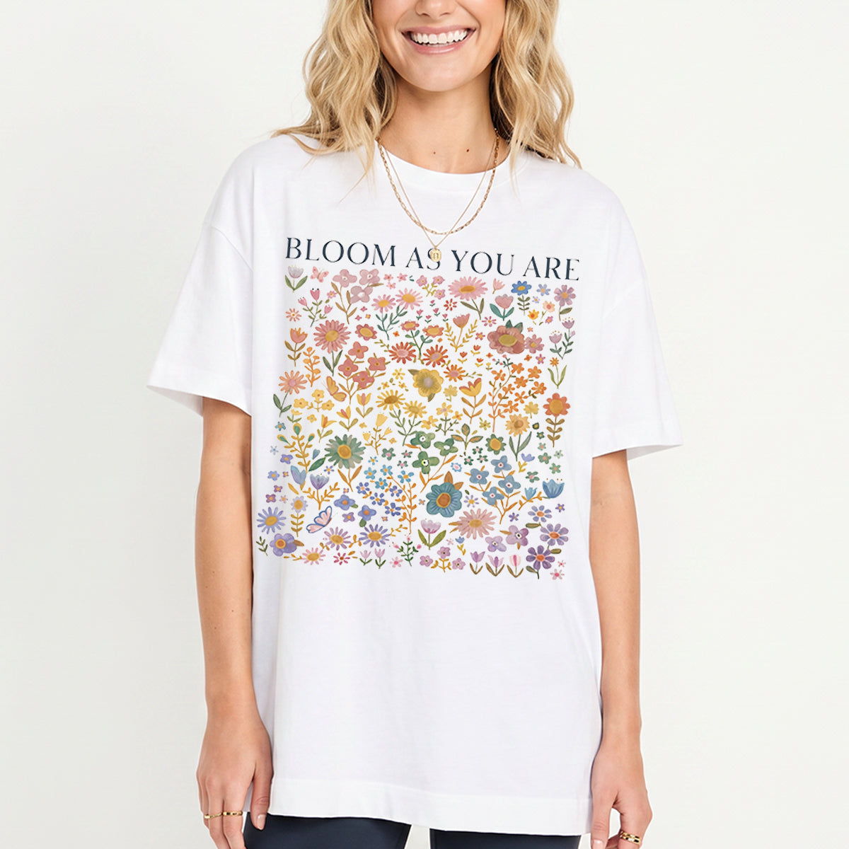 Bloom AS You Are Print Crew Neck Cotton Tee
