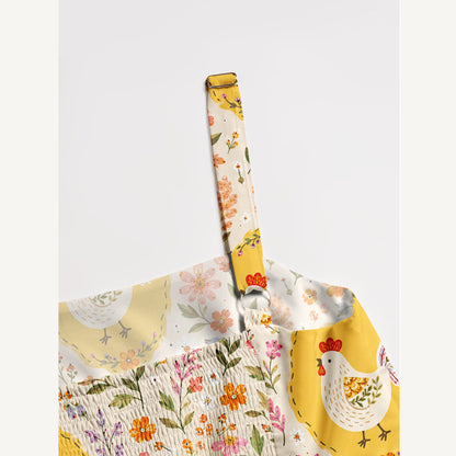 Wildflower Hen Garden Print Wide Straps Maxi Dress With Pockets