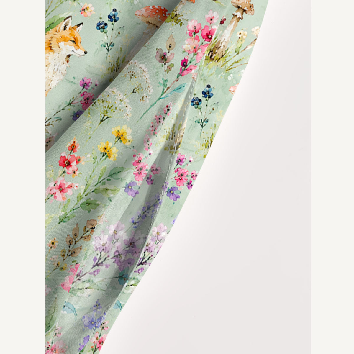 Woodland Fox Blooms Print Wide Straps Maxi Dress With Pockets