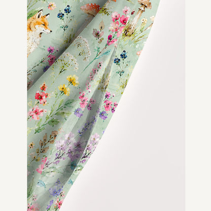 Woodland Fox Blooms Print Wide Straps Maxi Dress With Pockets