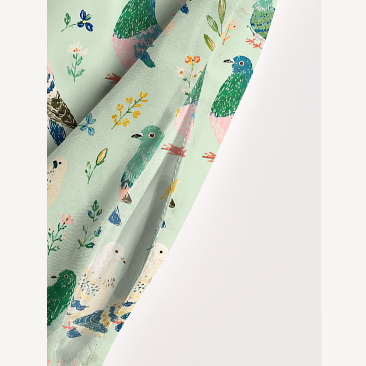 Botanical Wildflowers & Cottage Garden Birds Print Wide Straps Maxi Dress With Pockets