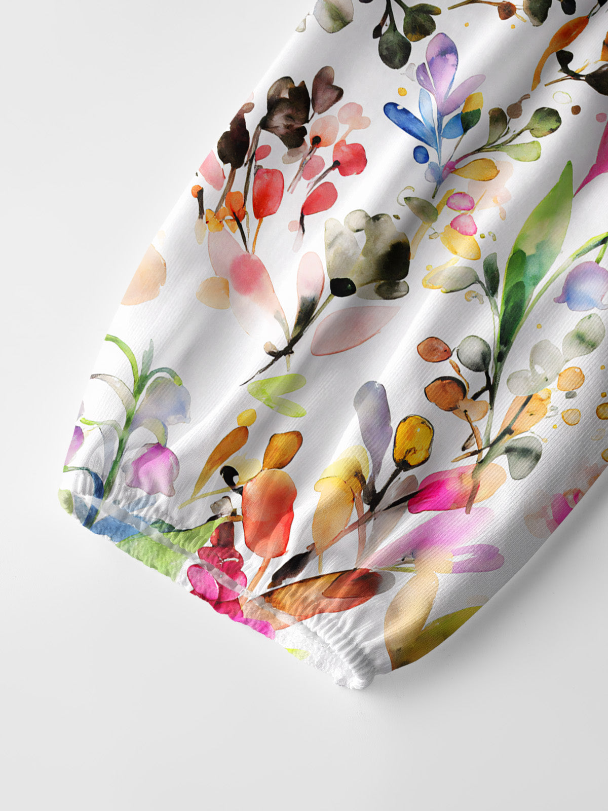 Watercolor Wildflower Print Boho Long Sleeve Tie‑Neck Blouse