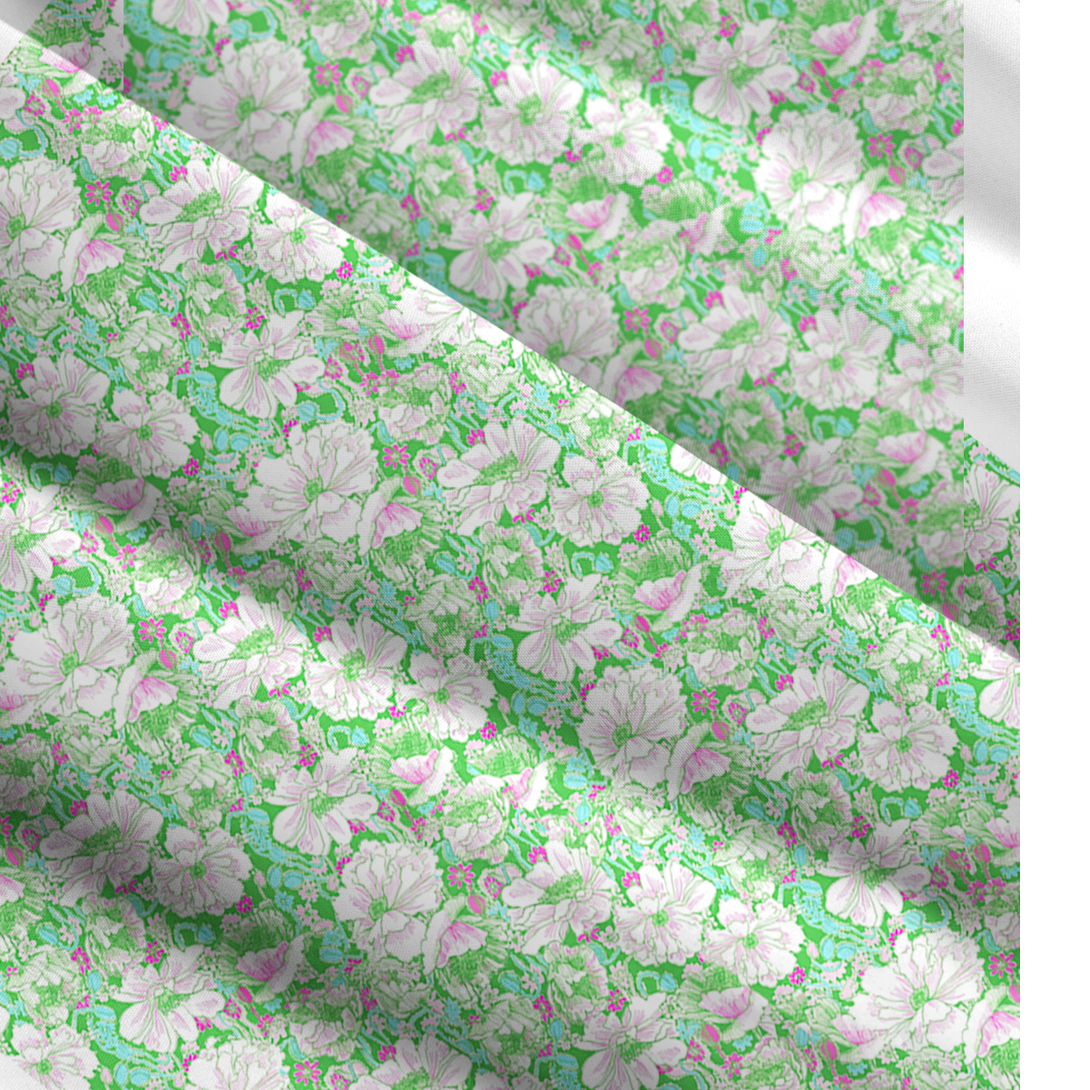 Square Neck Mint Garden Print Wide Straps Maxi Dress With Pockets
