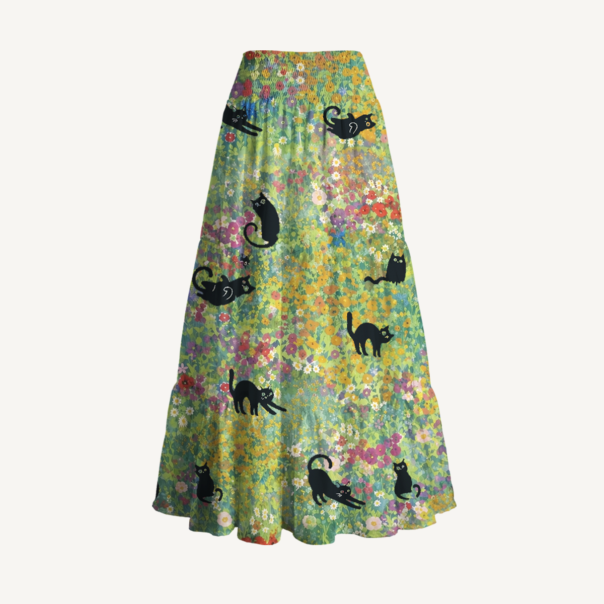 Wildflower Garden Black Cat Print Convertible Maxi Skirt & Strapless Dress
