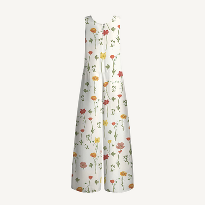V-Neck Wildlight Meadow Boho Jumpsuit with Pockets for Women