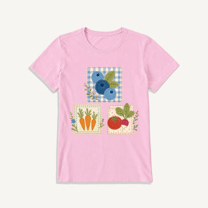 Cottage Garden Harvest Print Crew Neck Cotton Tee