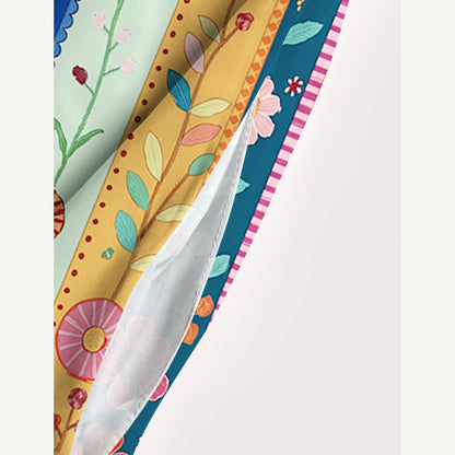 Rainbow Garden Colorblock Printed Wide Straps Maxi Dress With Pockets