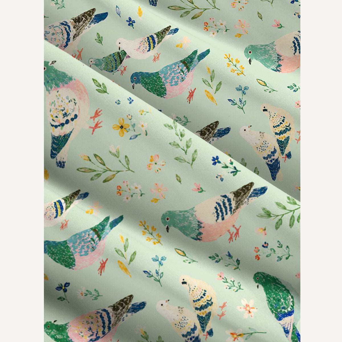 Botanical Wildflowers & Cottage Garden Birds Print Wide Straps Maxi Dress With Pockets