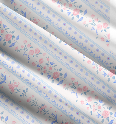 Square Neck Blue Rose Print Wide Straps Maxi Dress With Pockets