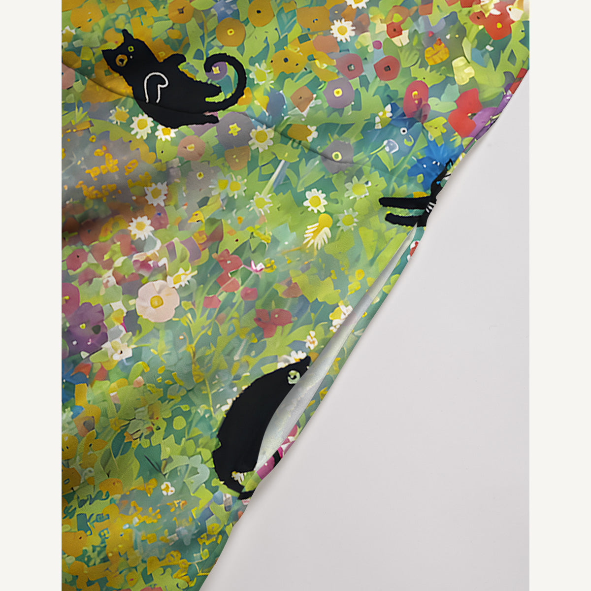 Wildflower Garden Black Cat Print Boho Jumpsuit with Pockets for Women