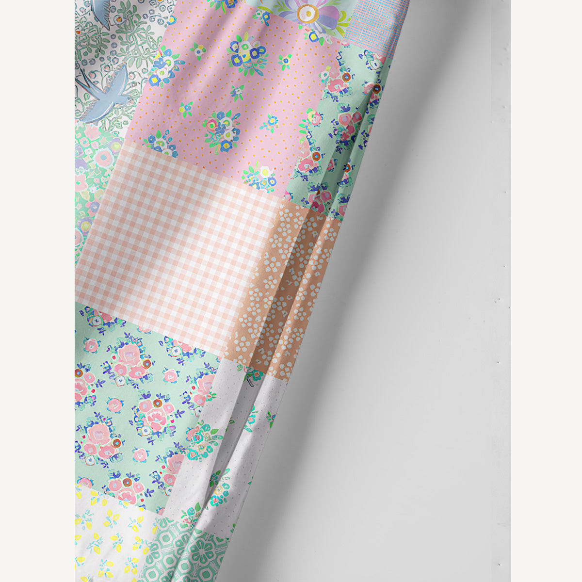 Vintage Quilt Patchwork Print Cotton Wide Straps Maxi Dress With Pockets