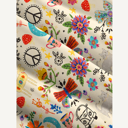 Boho Rainbow Folk Art Print Wide Straps Maxi Dress With Pockets