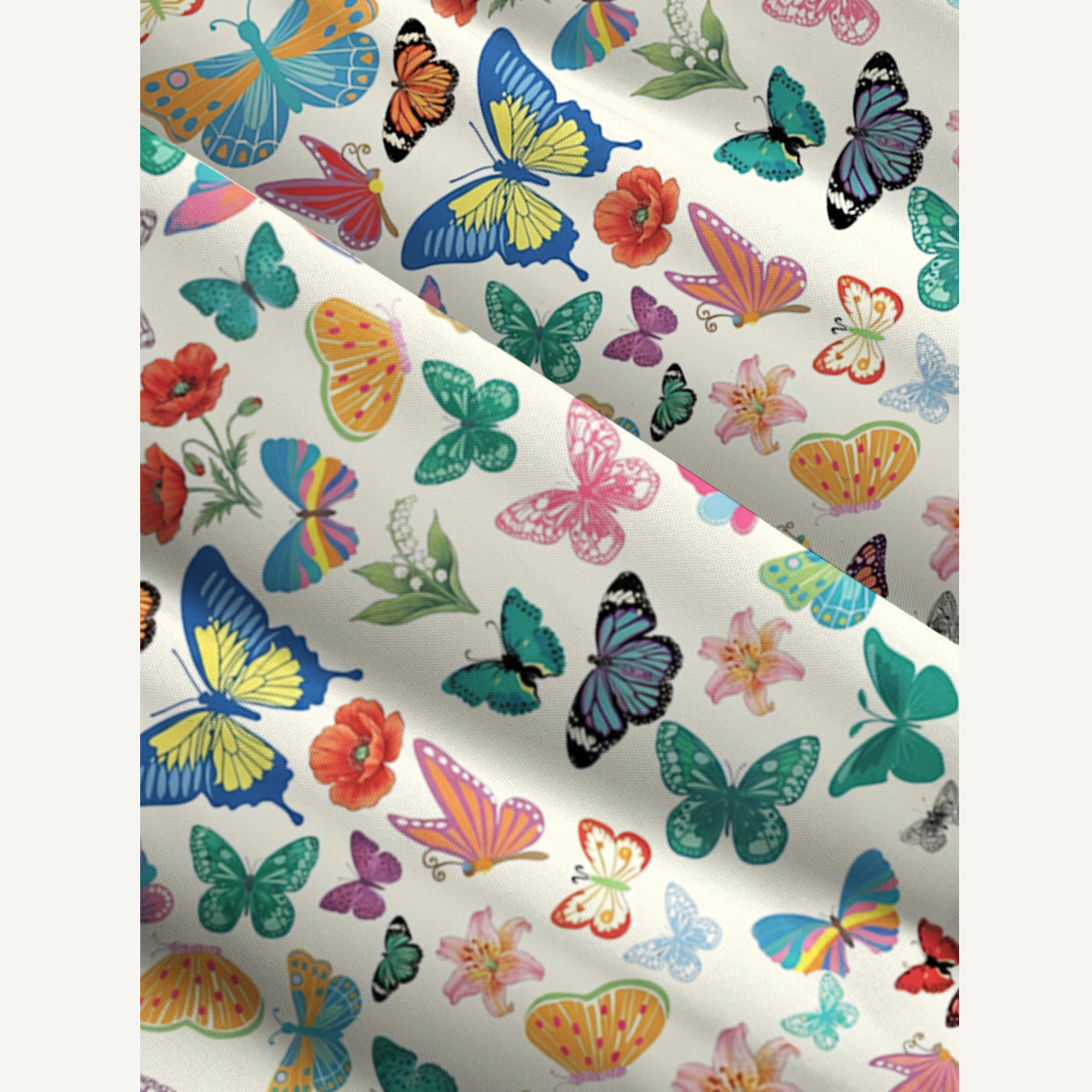 Rainbow Butterfly Garden Print Wide Straps Maxi Dress With Pockets