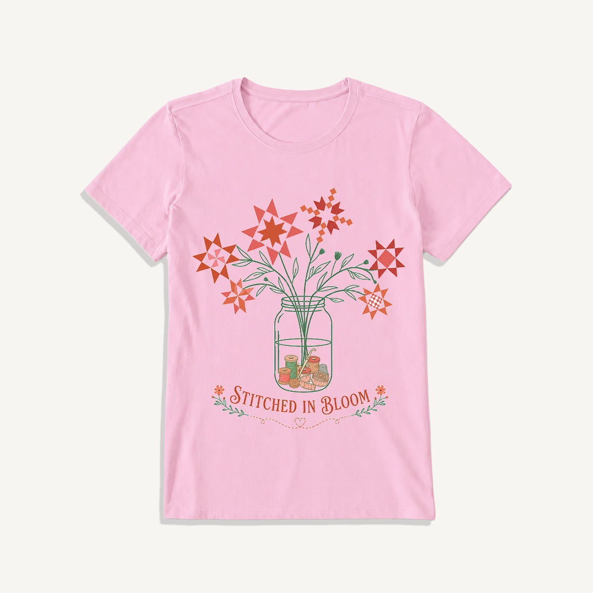 Stitched in Bloom Jar Print Crew Neck Cotton Tee