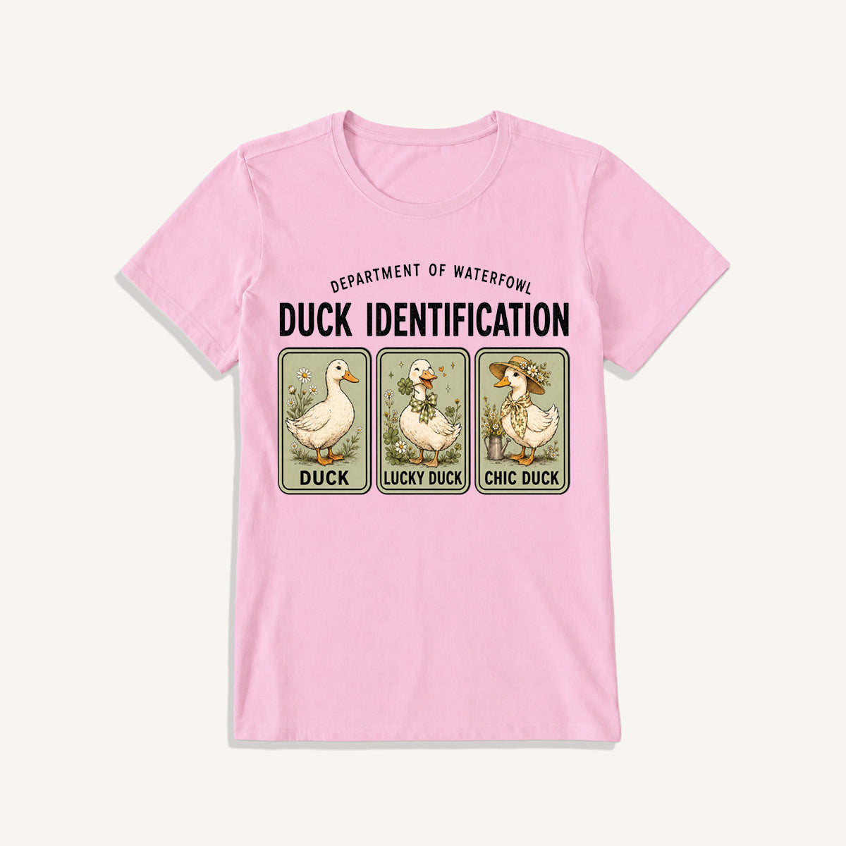 Duck Identification Print Crew Neck Cotton Tee