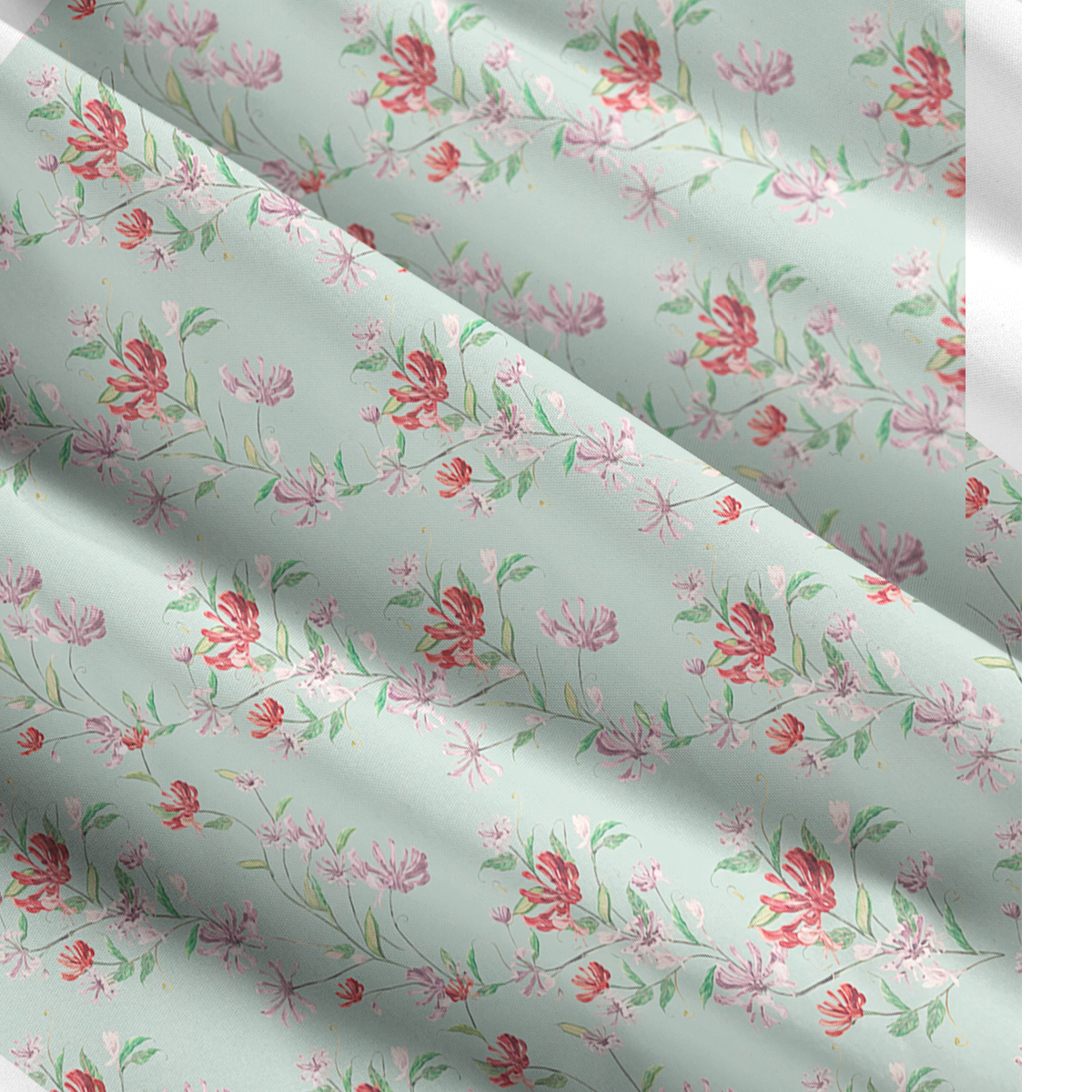 Square Neck Mint Honeysuckle Print Wide Straps Maxi Dress With Pockets