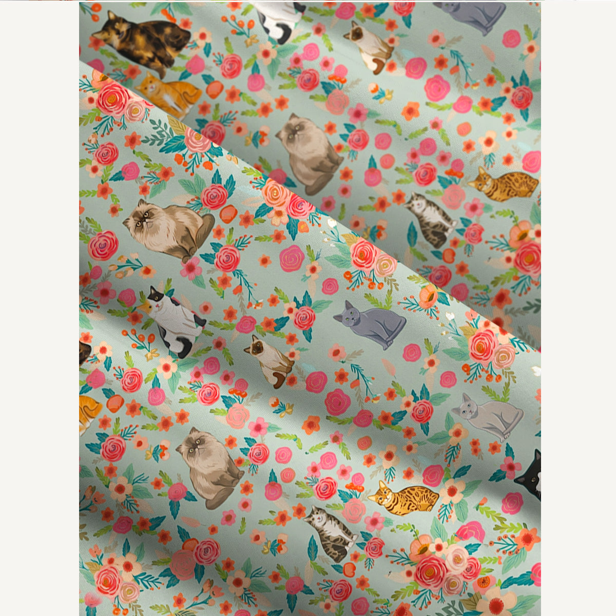 Square Neck Flower Cat Print Wide Straps Maxi Dress With Pockets